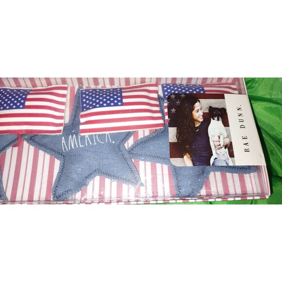 New Patriotic Stars Stripes American Flag Stuffed Cloth 45" Garland Rae Dunn - Picture 5 of 7